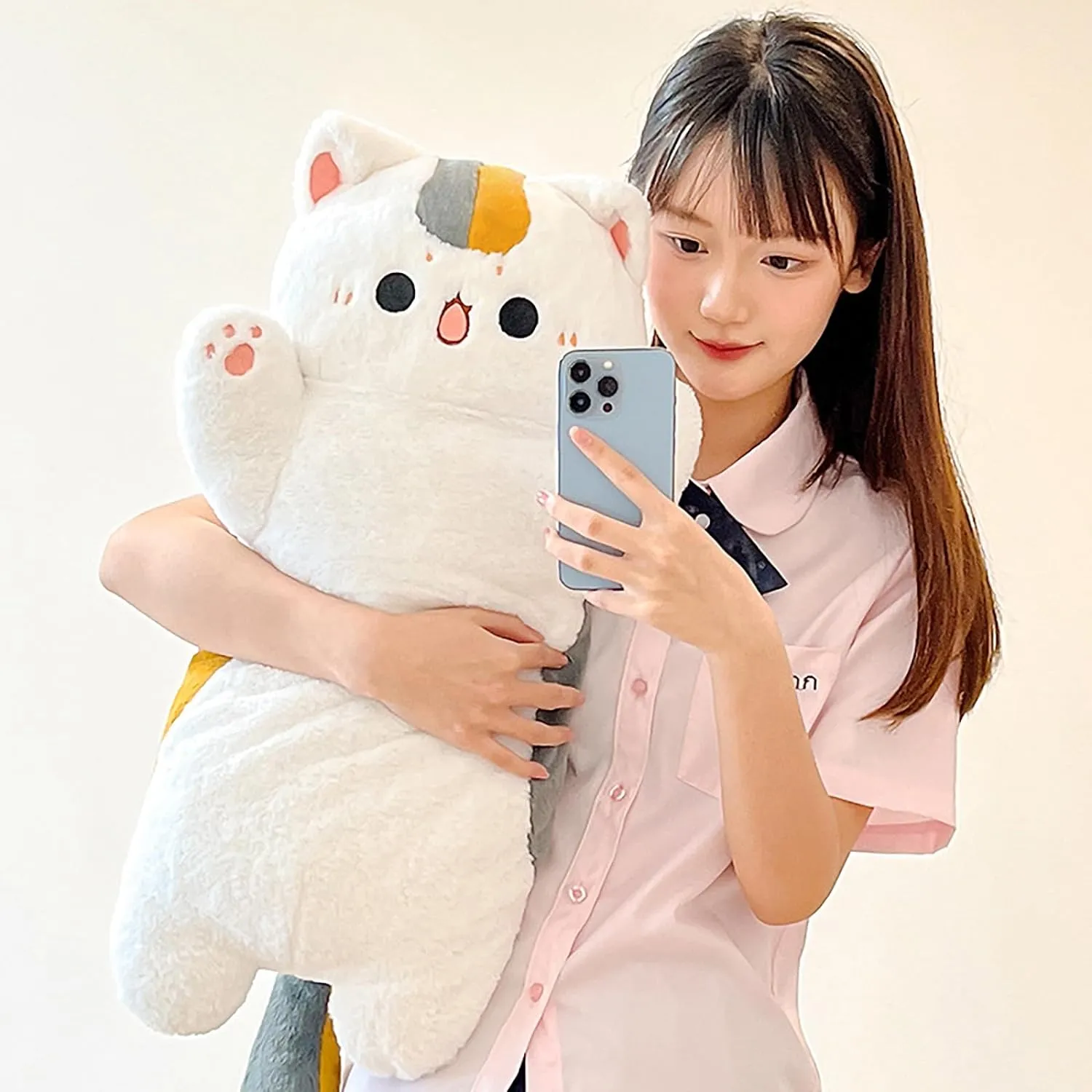 Ditucu 15.7 inch Taiyaki Cat Plush Pillow Cute Kitten Inside Fish 2 in 1 Soft Stuffed Animal Plushies Toys with Outfit Sleeping Doll Gifts for Girls Boys
