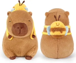 Ditucu Cute Capybara Plush with Bee Backpack Soft Capibara Stuffed Animal Plushies Toys Gifts for Kids Brown 9 inch