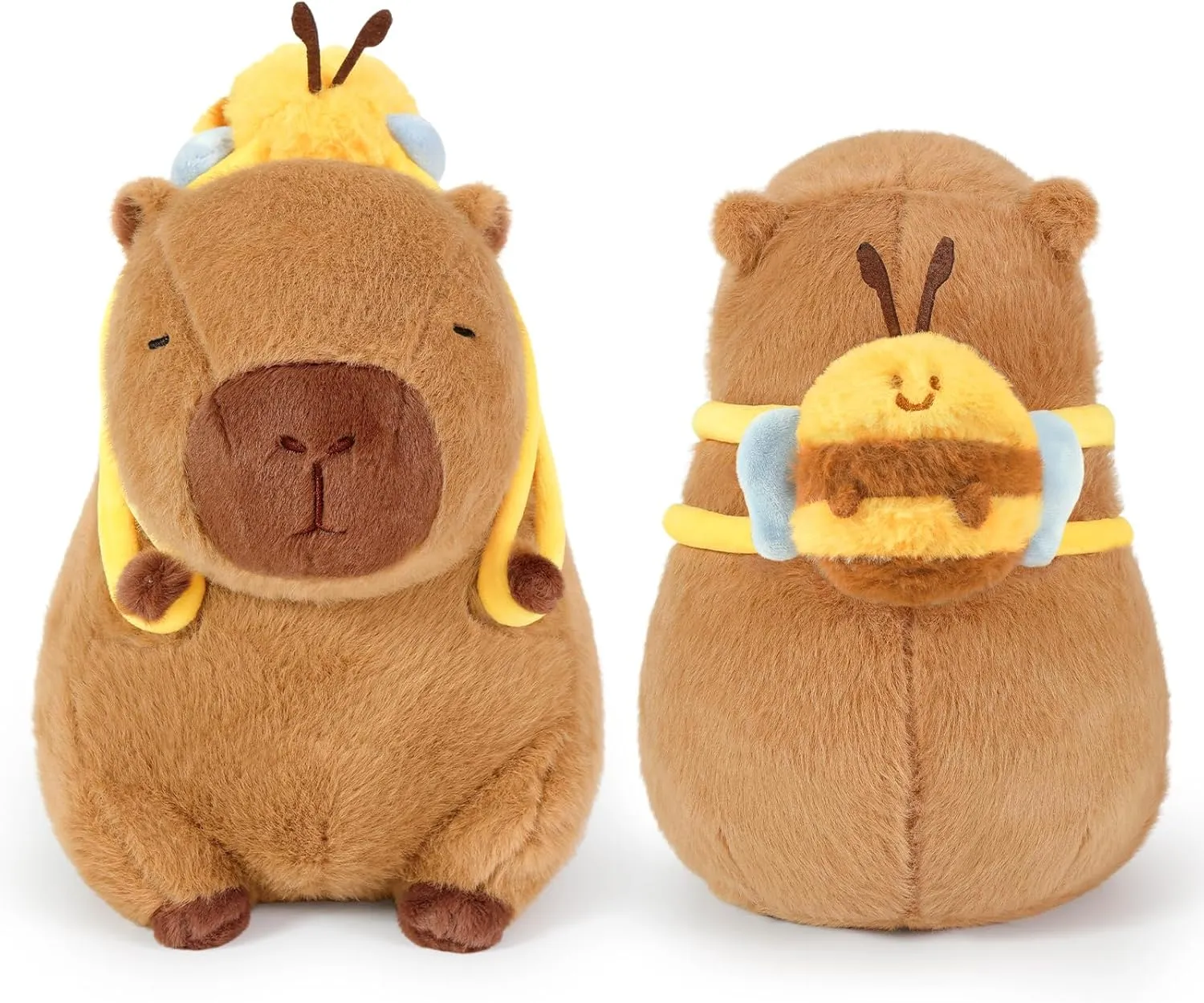 Ditucu Cute Capybara Plush with Bee Backpack Soft Capibara Stuffed Animal Plushies Toys Gifts for Kids Brown 9 inch