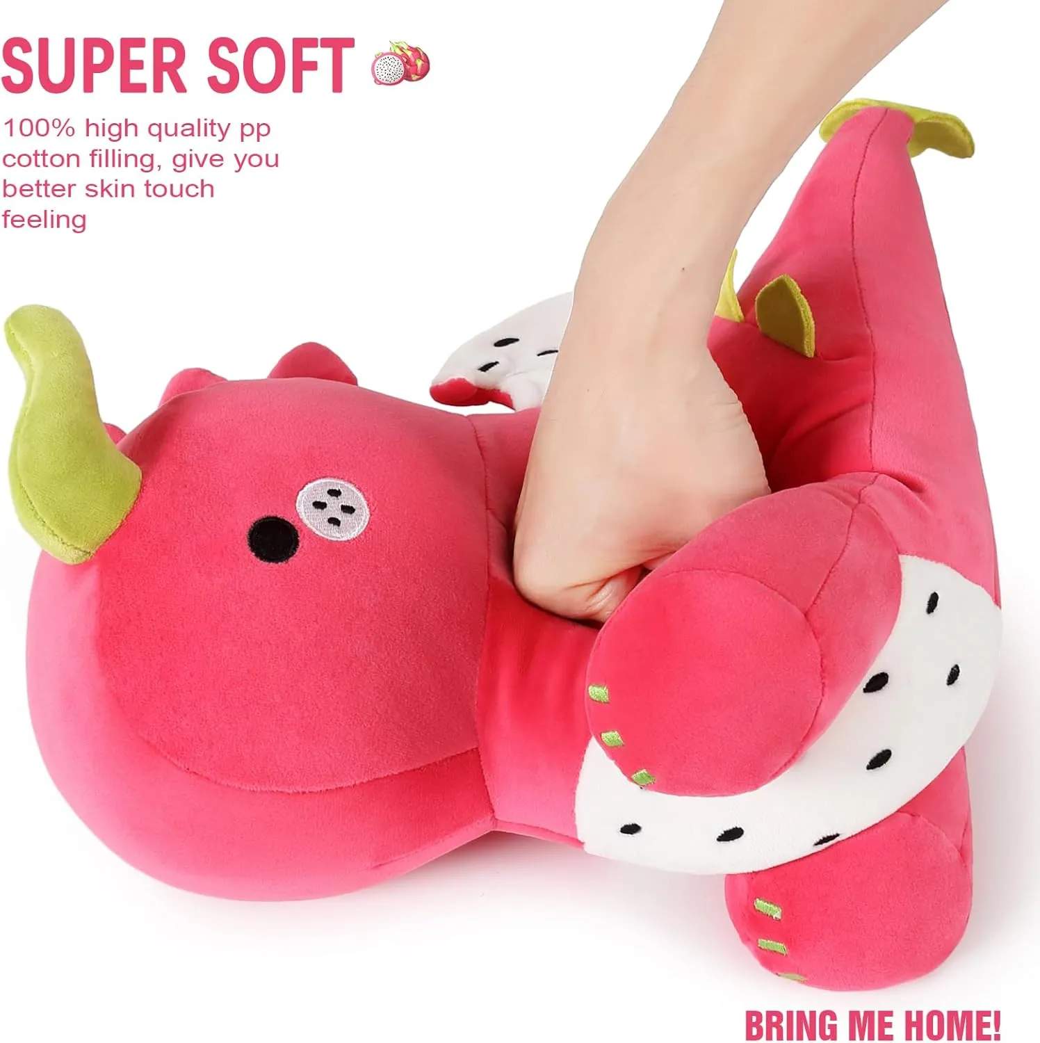 Ditucu Cute Dragon Fruit Dinosaur Stuffed Animals Plush Toys Dolls Soft Dino Pitay Plushie Birthday Gifts for Kids Girls Boys Red 12 inch