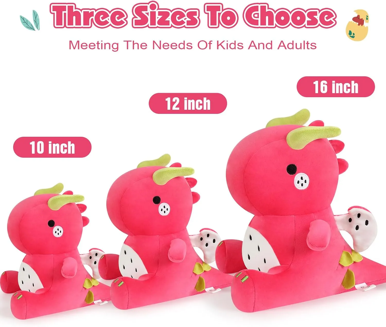 Ditucu Cute Dragon Fruit Dinosaur Stuffed Animals Plush Toys Dolls Soft Dino Pitay Plushie Birthday Gifts for Kids Girls Boys Red 12 inch