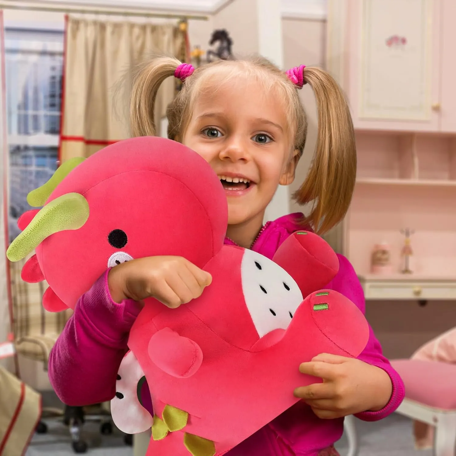 Ditucu Cute Dragon Fruit Dinosaur Stuffed Animals Plush Toys Dolls Soft Dino Pitay Plushie Birthday Gifts for Kids Girls Boys Red 12 inch