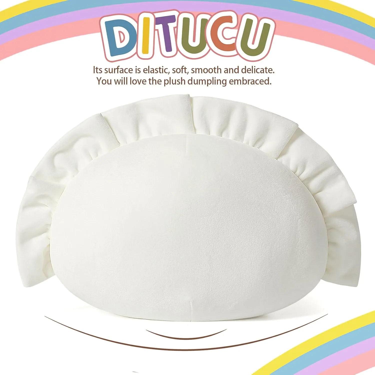 Ditucu Cute Dumpling Plush Pillow Funny Food Soup Stuffed Animal Plushies Toys Soft Hugging Gifts for Kids White 14 inch