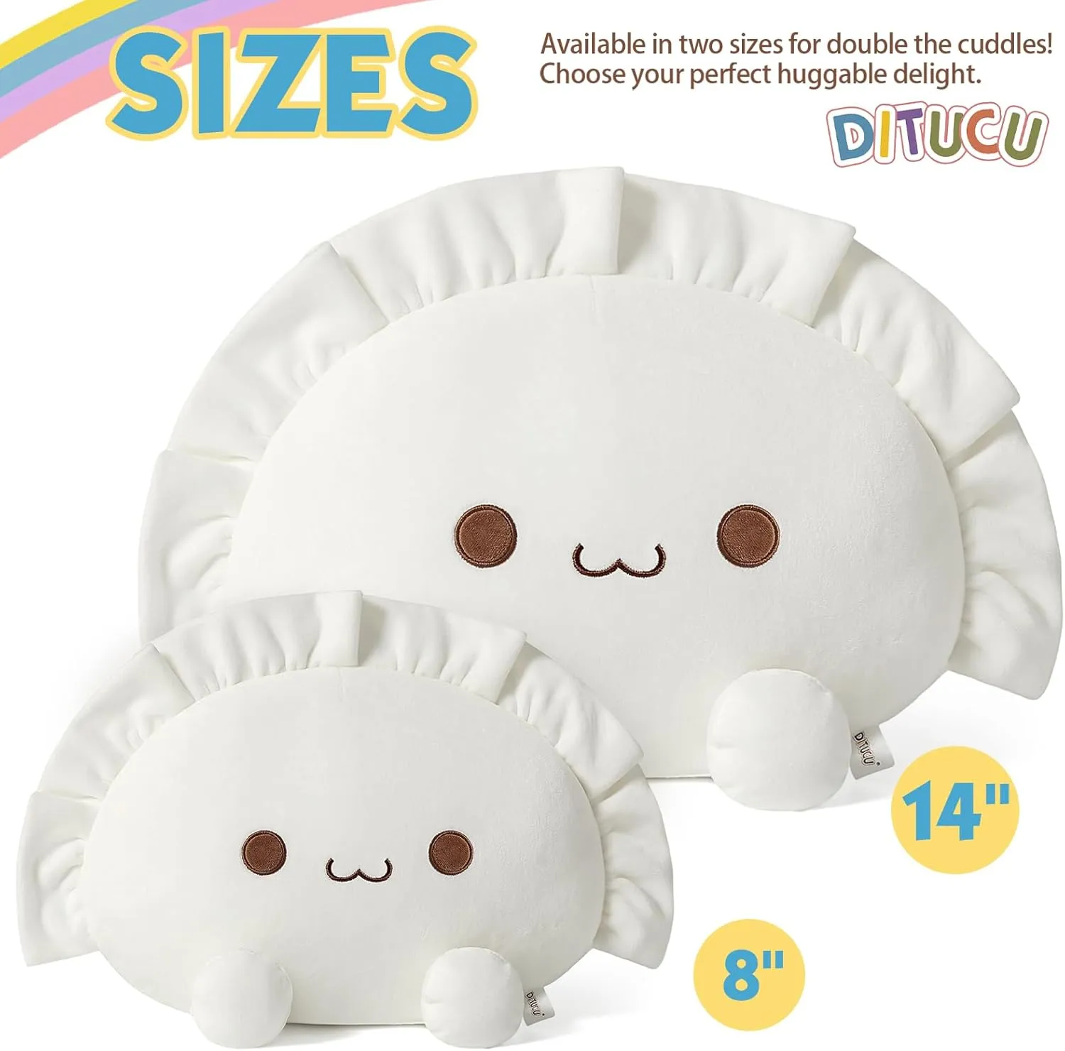 Ditucu Cute Dumpling Plush Pillow Funny Food Soup Stuffed Animal Plushies Toys Soft Hugging Gifts for Kids White 14 inch