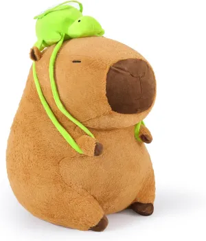 Ditucu Giant Capybara Plush with Turtle Backpack Large Jumbo Soft Capibara Stuffed Animal Big Size Fat Oversized Plushies Toys Gifts for Kids Girlfriend Brown 36 inch