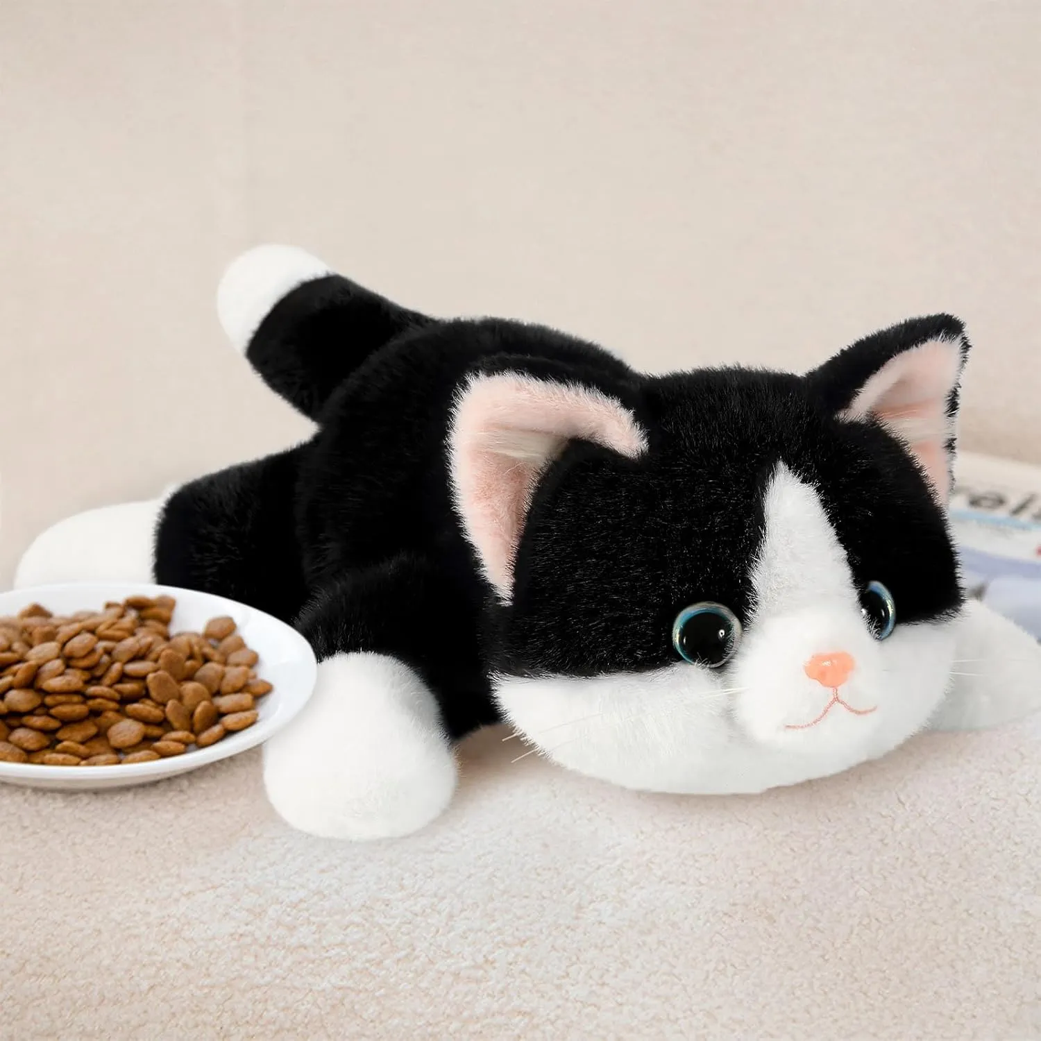Ditucu Weighted Cat Stuffed Animal 1.2 lbs Cute Realistic Kitten Plush Toys 17.7 inch Soft Plushies Gifts for Kids Black