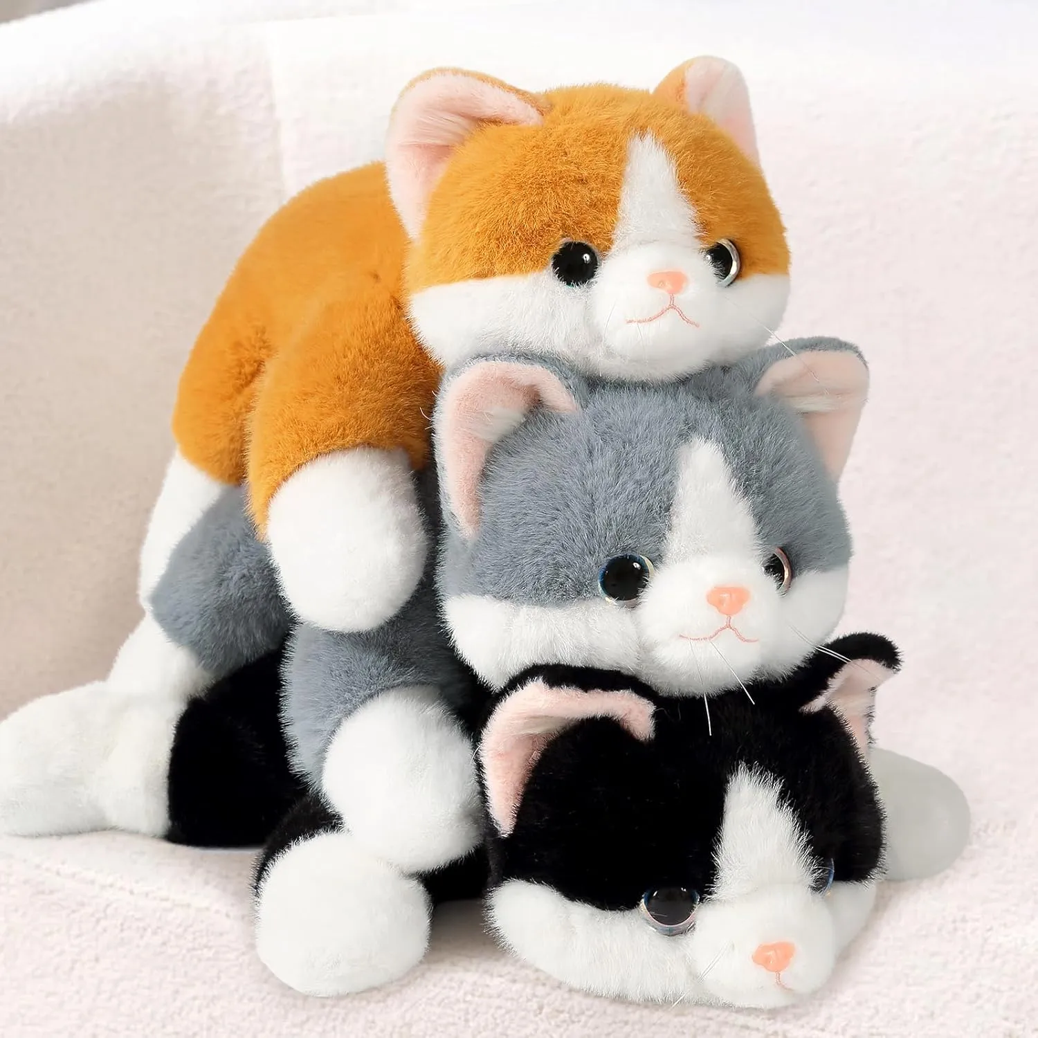 Ditucu Weighted Cat Stuffed Animal 1.2 lbs Cute Realistic Kitten Plush Toys 17.7 inch Soft Plushies Gifts for Kids Black