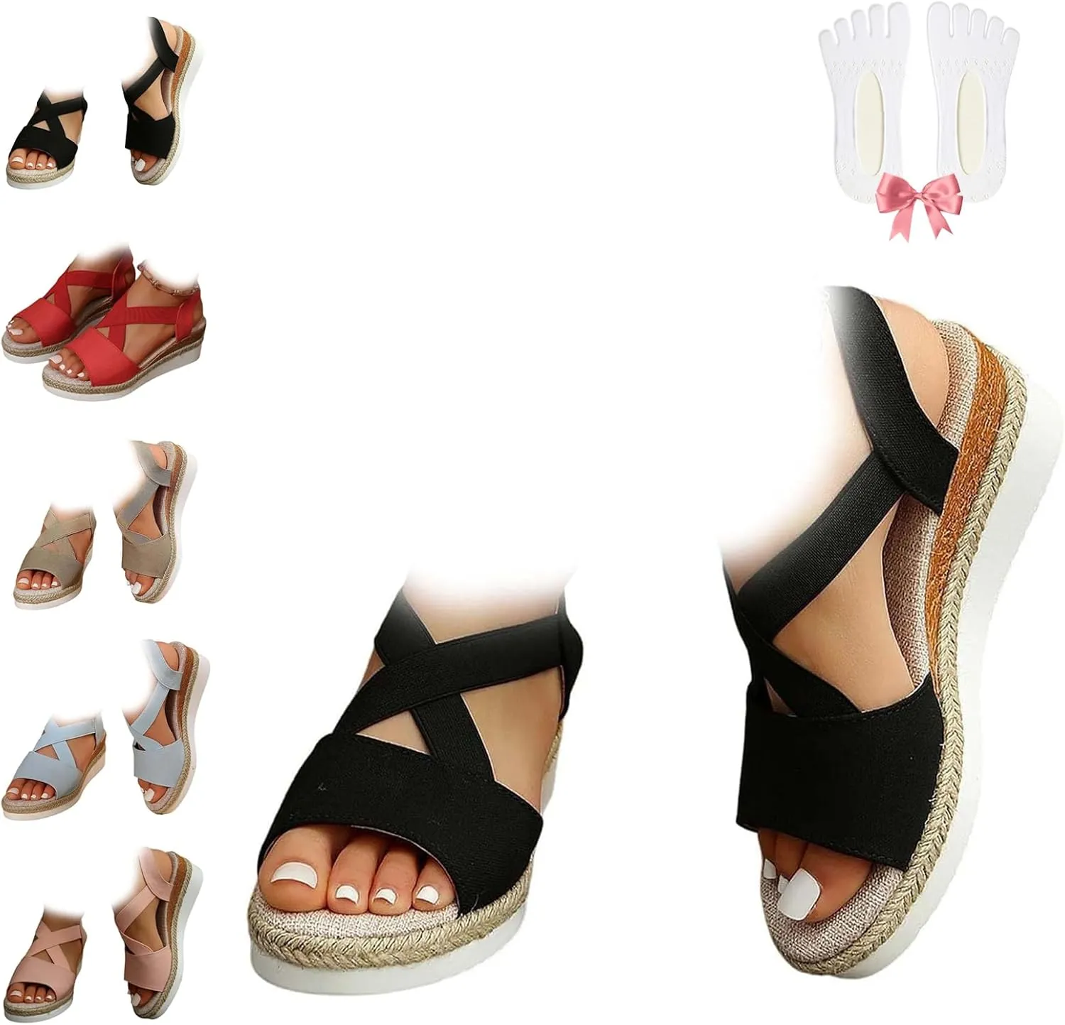 Dotmalls Wedge Sandals, Summer Flat Wedge Heel Fish Mouth Casual Women's Sandals,Comfy Orthotic Sandals for Women