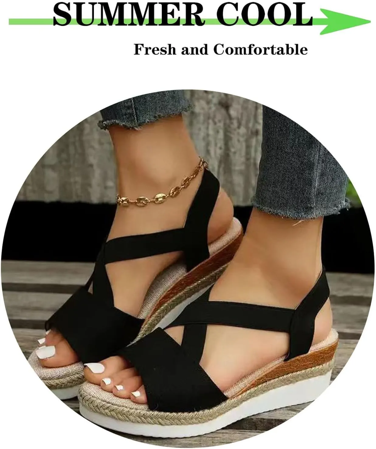 Dotmalls Wedge Sandals, Summer Flat Wedge Heel Fish Mouth Casual Women's Sandals,Comfy Orthotic Sandals for Women