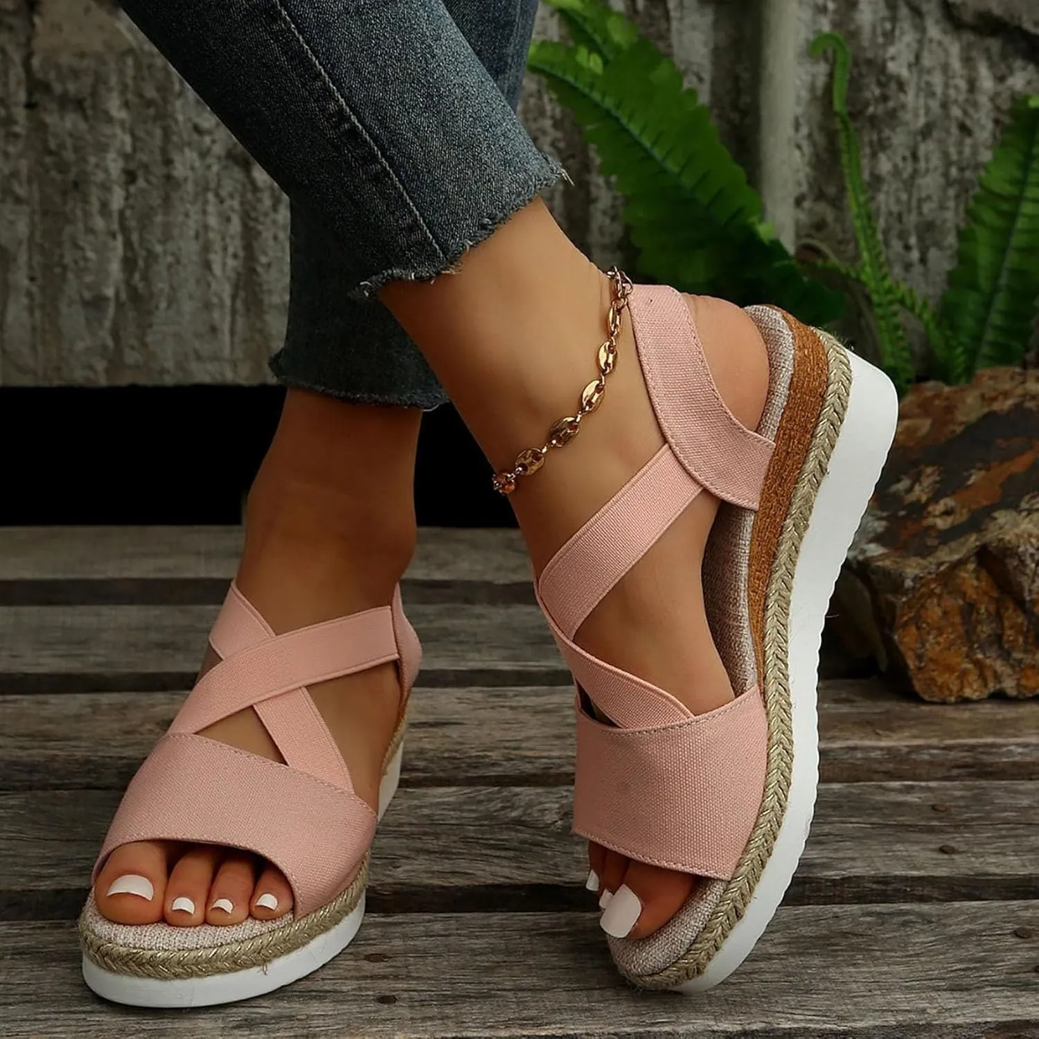 Dotmalls Wedge Sandals, Summer Flat Wedge Heel Fish Mouth Casual Women's Sandals,Comfy Orthotic Sandals for Women
