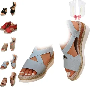 Dotmalls Wedge Sandals, Summer Flat Wedge Heel Fish Mouth Casual Women's Sandals,Comfy Orthotic Sandals for Women