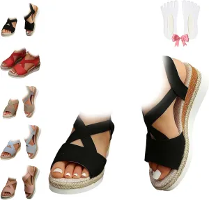 Dotmalls Wedge Sandals, Summer Flat Wedge Heel Fish Mouth Casual Women's Sandals,Comfy Orthotic Sandals for Women