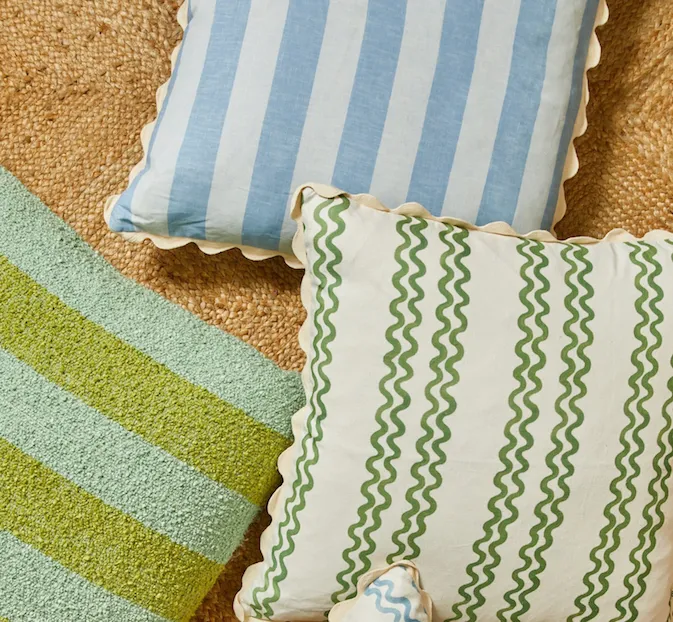 Double Waves Green 60cm Cushion