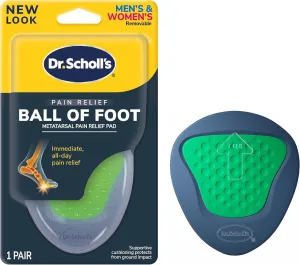 Dr. Scholl's Metatarsal Pad, Insoles for Immediate All-Day Ball of Foot Pain Relief, Lifts & Reduces Pressure, Men's and Women's, Unisex 1 Pair of Cushion Inserts