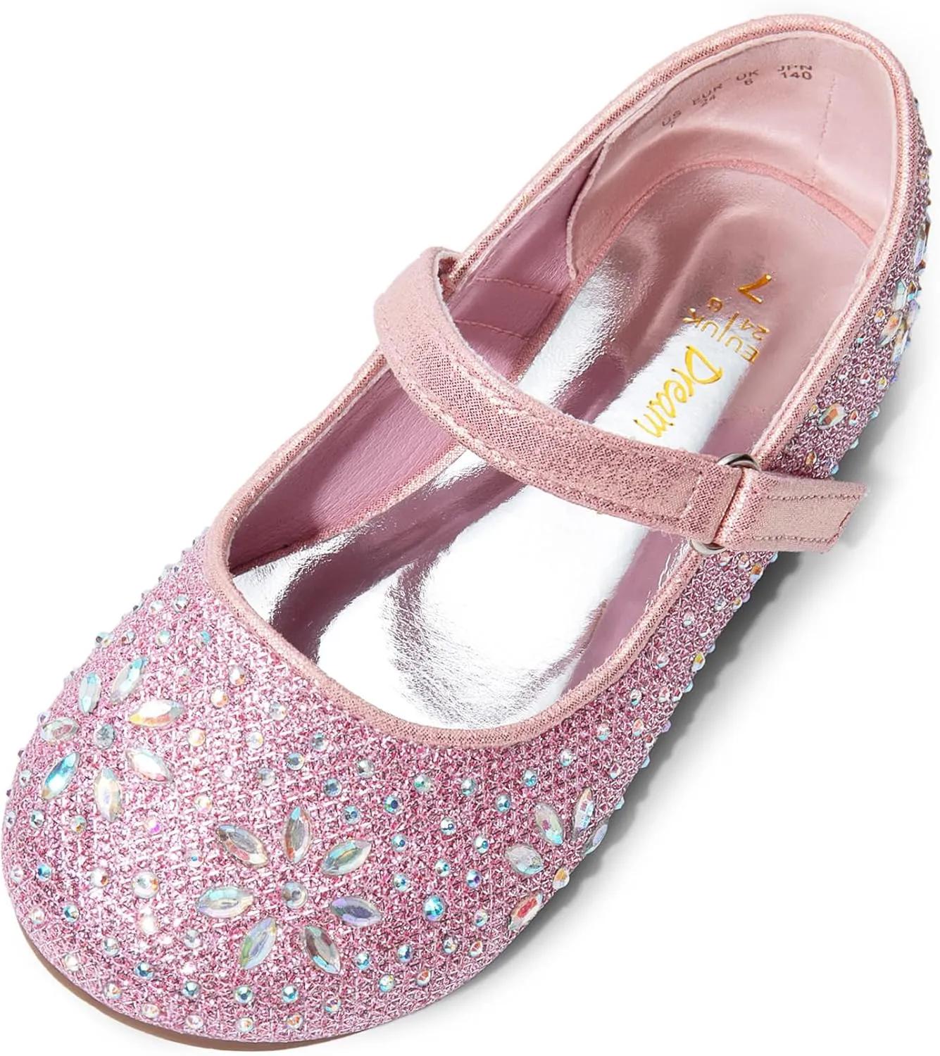 DREAM PAIRS Toddler Girl's Dress Shoes Mary Jane Rhinestone Ballerina Flat for Party, Birthday, Performance, Wedding