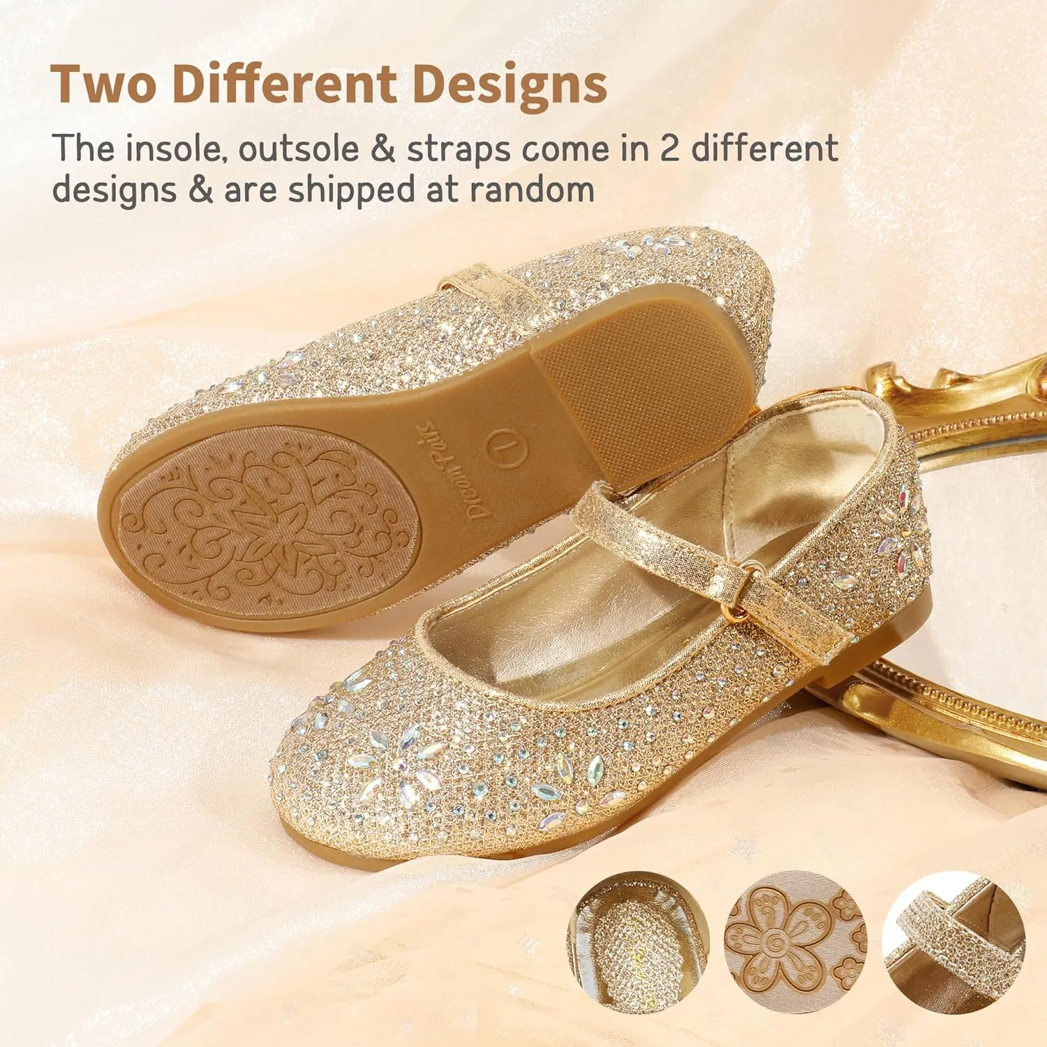 DREAM PAIRS Toddler Girl's Dress Shoes Mary Jane Rhinestone Ballerina Flat for Party, Birthday, Performance, Wedding