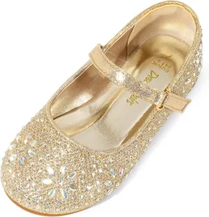 DREAM PAIRS Toddler Girl's Dress Shoes Mary Jane Rhinestone Ballerina Flat for Party, Birthday, Performance, Wedding