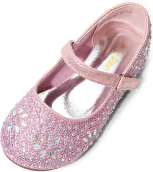 DREAM PAIRS Toddler Girl's Dress Shoes Mary Jane Rhinestone Ballerina Flat for Party, Birthday, Performance, Wedding