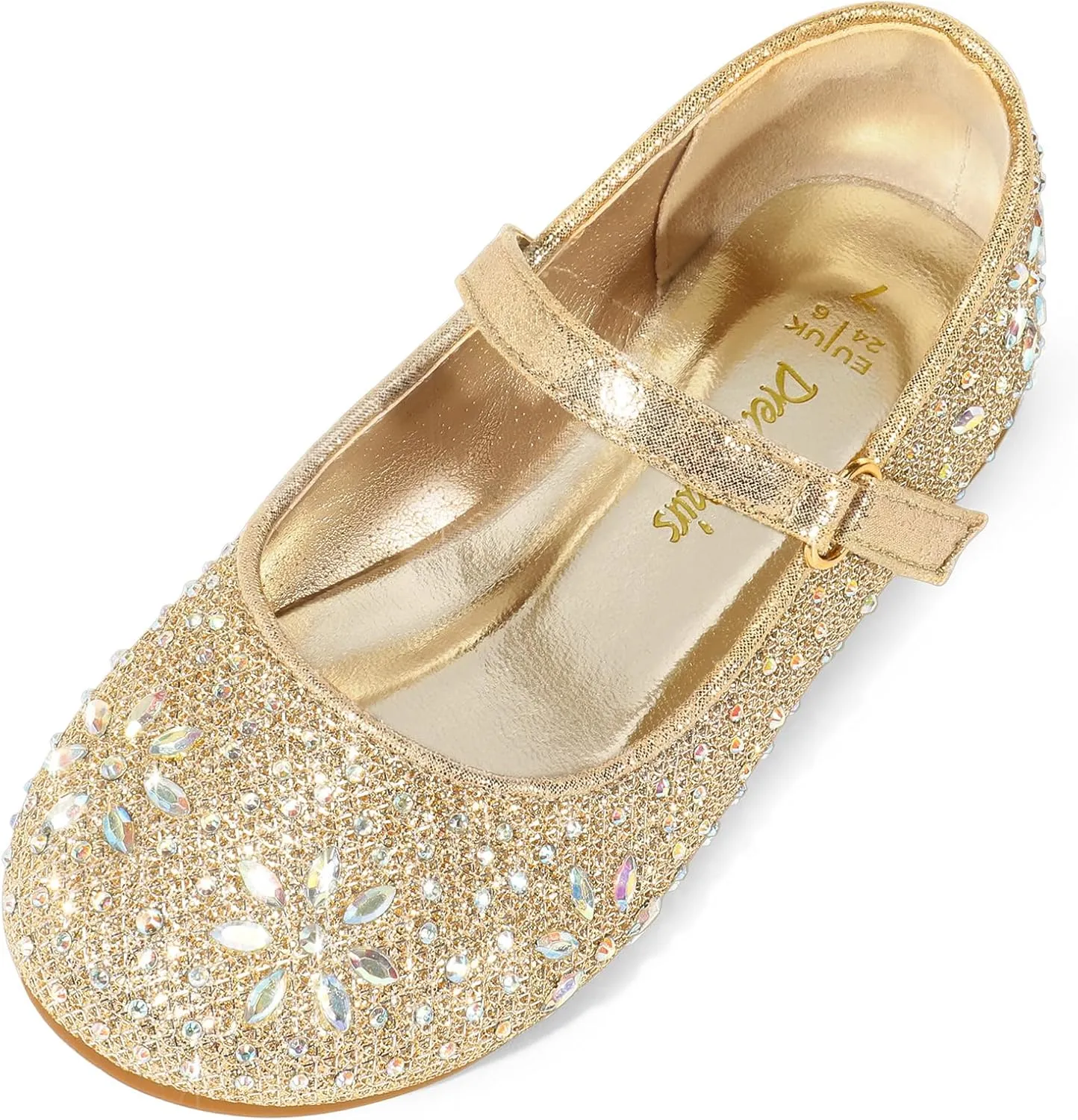DREAM PAIRS Toddler Girl's Dress Shoes Mary Jane Rhinestone Ballerina Flat for Party, Birthday, Performance, Wedding