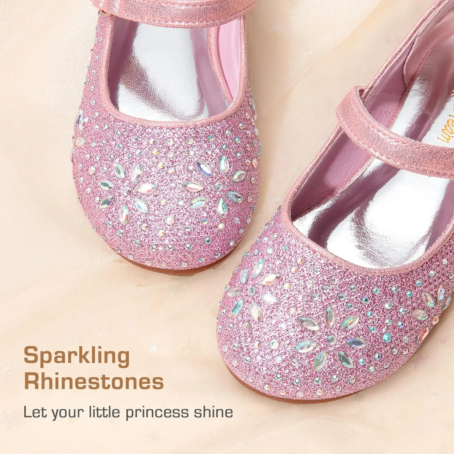 DREAM PAIRS Toddler Girl's Dress Shoes Mary Jane Rhinestone Ballerina Flat for Party, Birthday, Performance, Wedding