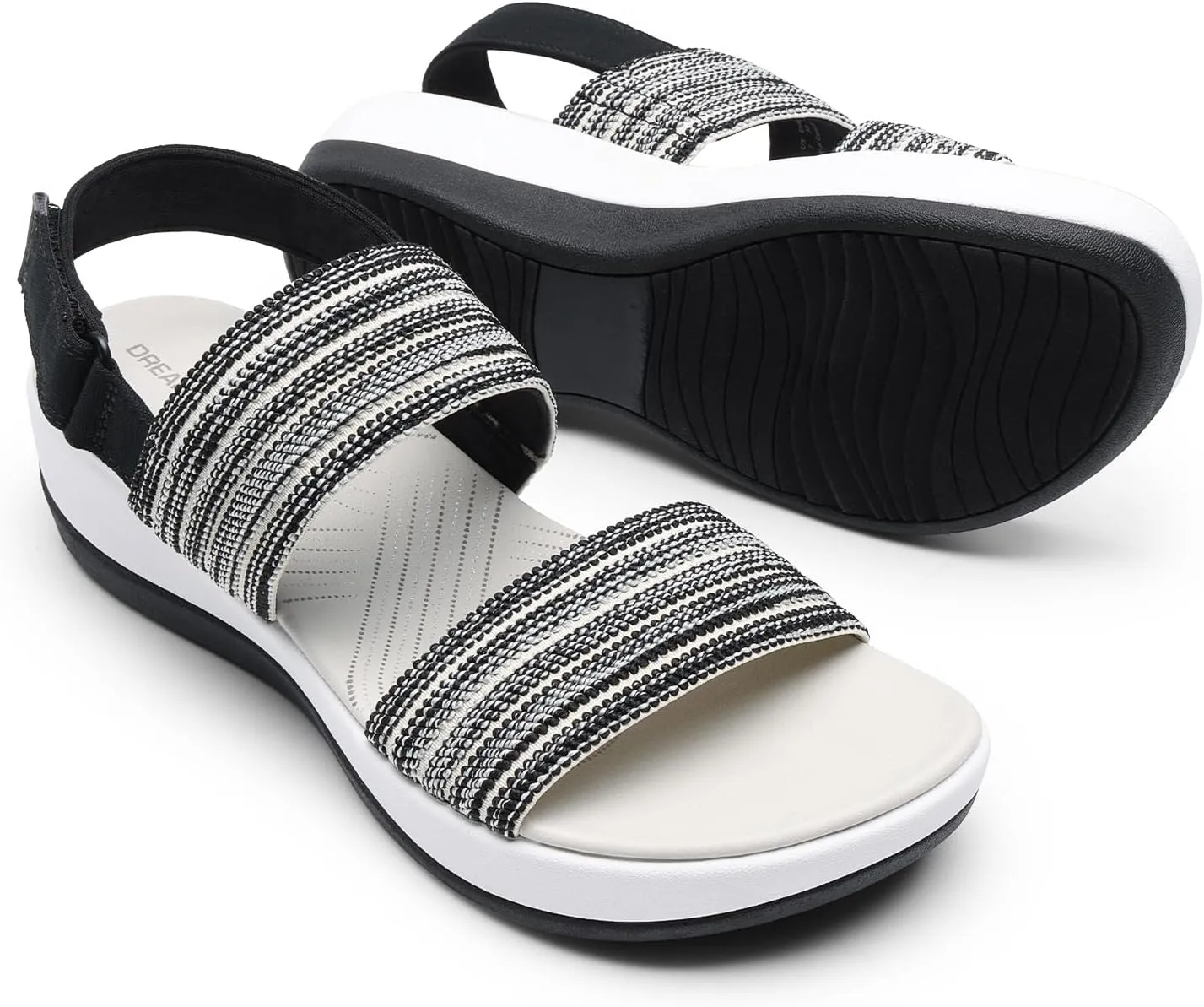 DREAM PAIRS Women's Walking Sandals Lightweight Soft Footbed Low Wedge Comfort Indoor Outdoor Flat Sandals