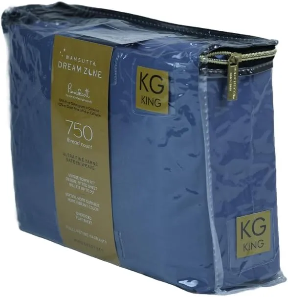 Dream Zone 750 Thread Count PimaCott King Sheet Set in Mediterranean Blue (Mediterranean Blue,King)