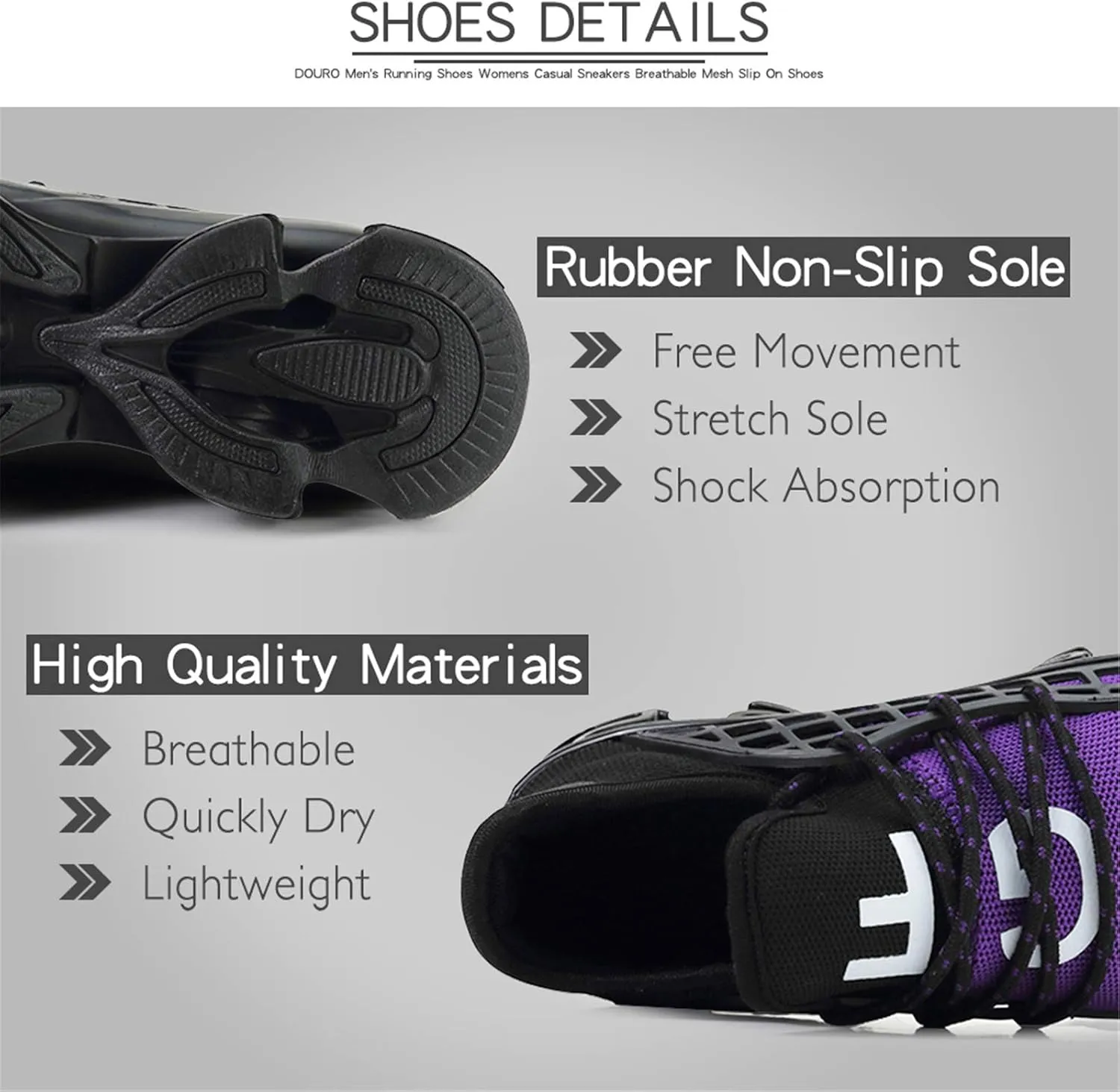 DUORO Mens Slip On Road Running Shoes Breathable Lightweight Comfortable Walking Shoes Athletic Gym Tennis Shoes for Men