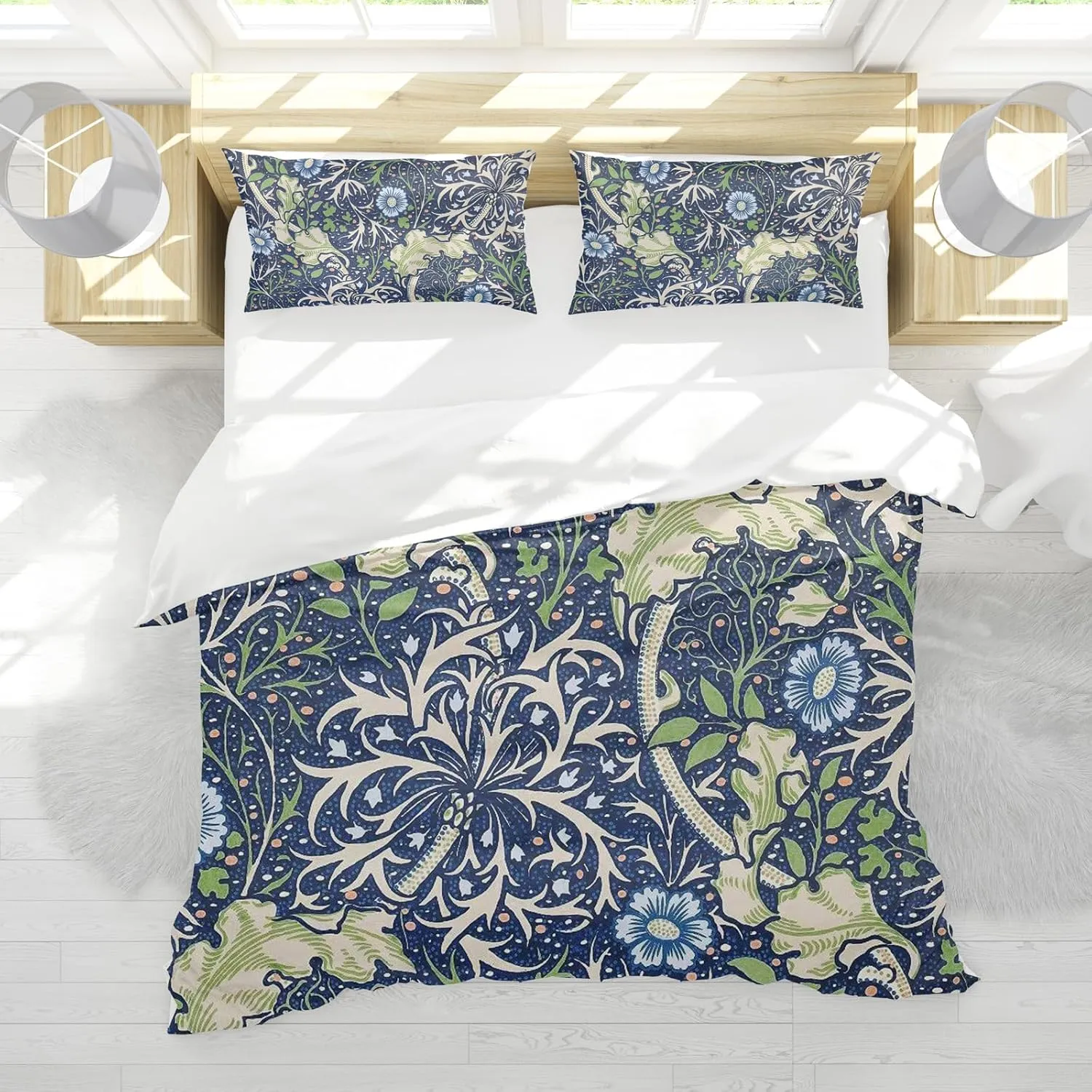 Duvet Cover Twin Size, Retro Flowers Duvet Cover Set for Woman Girls, 4 Piece Rose Flowers Pattern Print Microfiber Anti Wrinkle Soft Bedding Set with 2 Pillowcases (B, Twin)