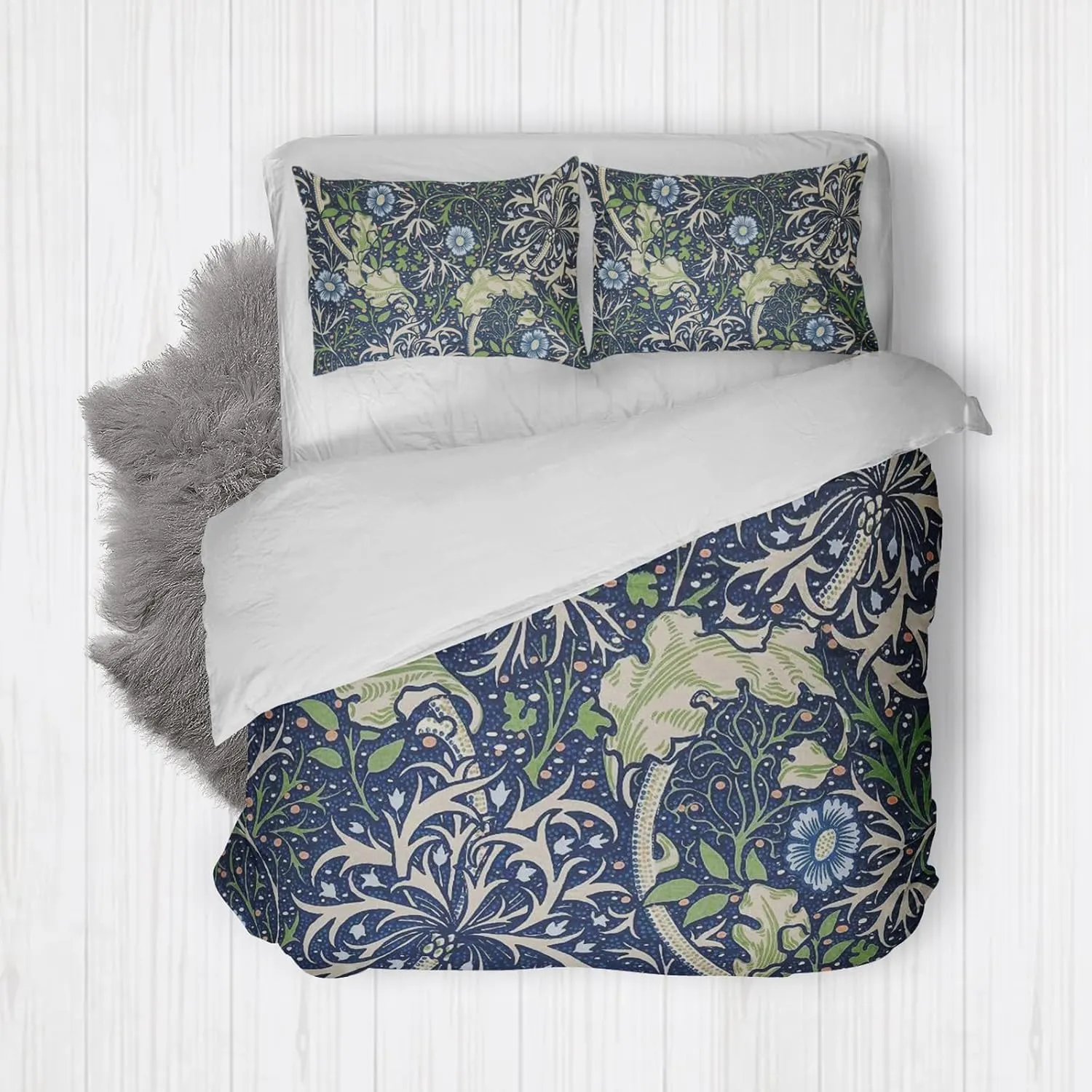 Duvet Cover Twin Size, Retro Flowers Duvet Cover Set for Woman Girls, 4 Piece Rose Flowers Pattern Print Microfiber Anti Wrinkle Soft Bedding Set with 2 Pillowcases (B, Twin)
