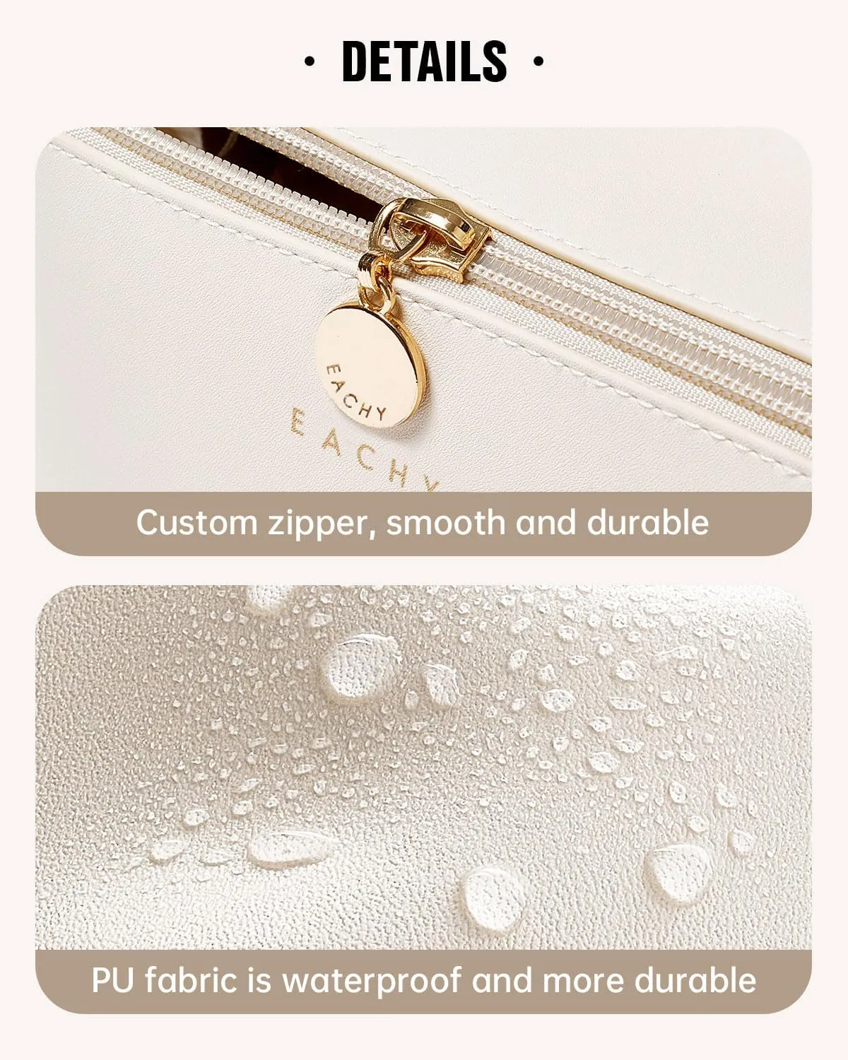 EACHY Travel Makeup Bag,Large Capacity Cosmetic Bags for Women,Waterproof Portable Pouch Open Flat Toiletry Bag Make up Organizer with Divider and Handle