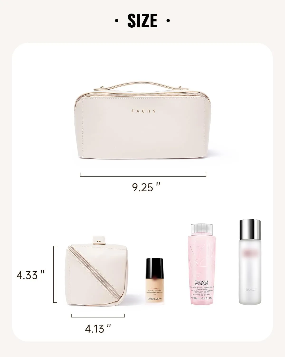 EACHY Travel Makeup Bag,Large Capacity Cosmetic Bags for Women,Waterproof Portable Pouch Open Flat Toiletry Bag Make up Organizer with Divider and Handle