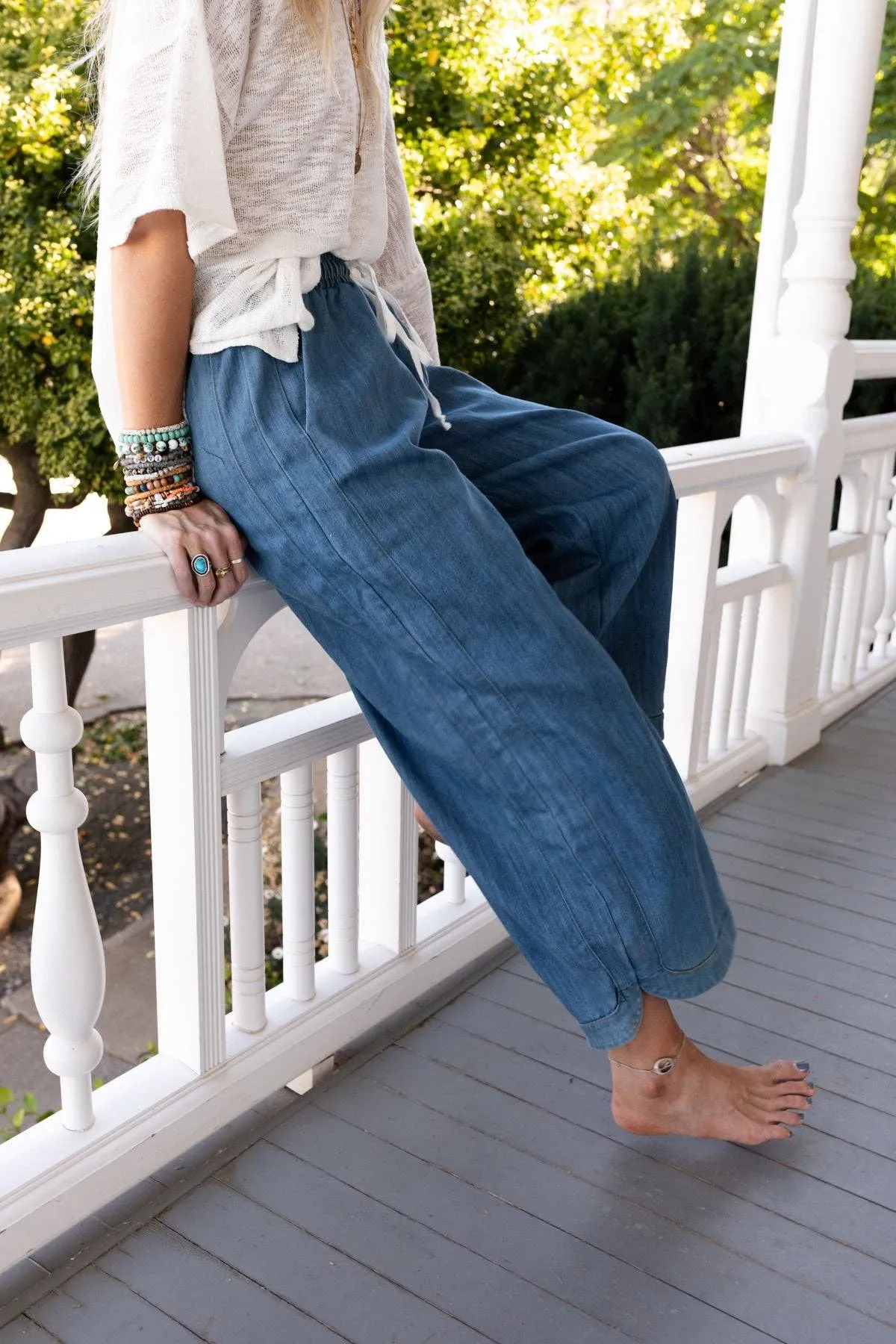 Eco-friendly Nest Pant So Cropped Leg Wide Comfy - Customer favorite - Denim Bird Three