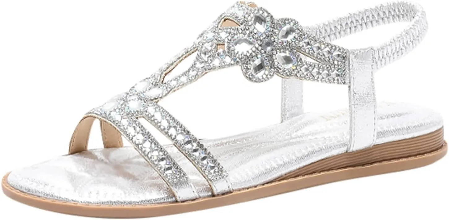 Eduavar Orthopedic Sandals for Women, Womens Sandals Comfortable Cute Bohemia Sandals Summer Beach Crystal Peep Toe Sandals