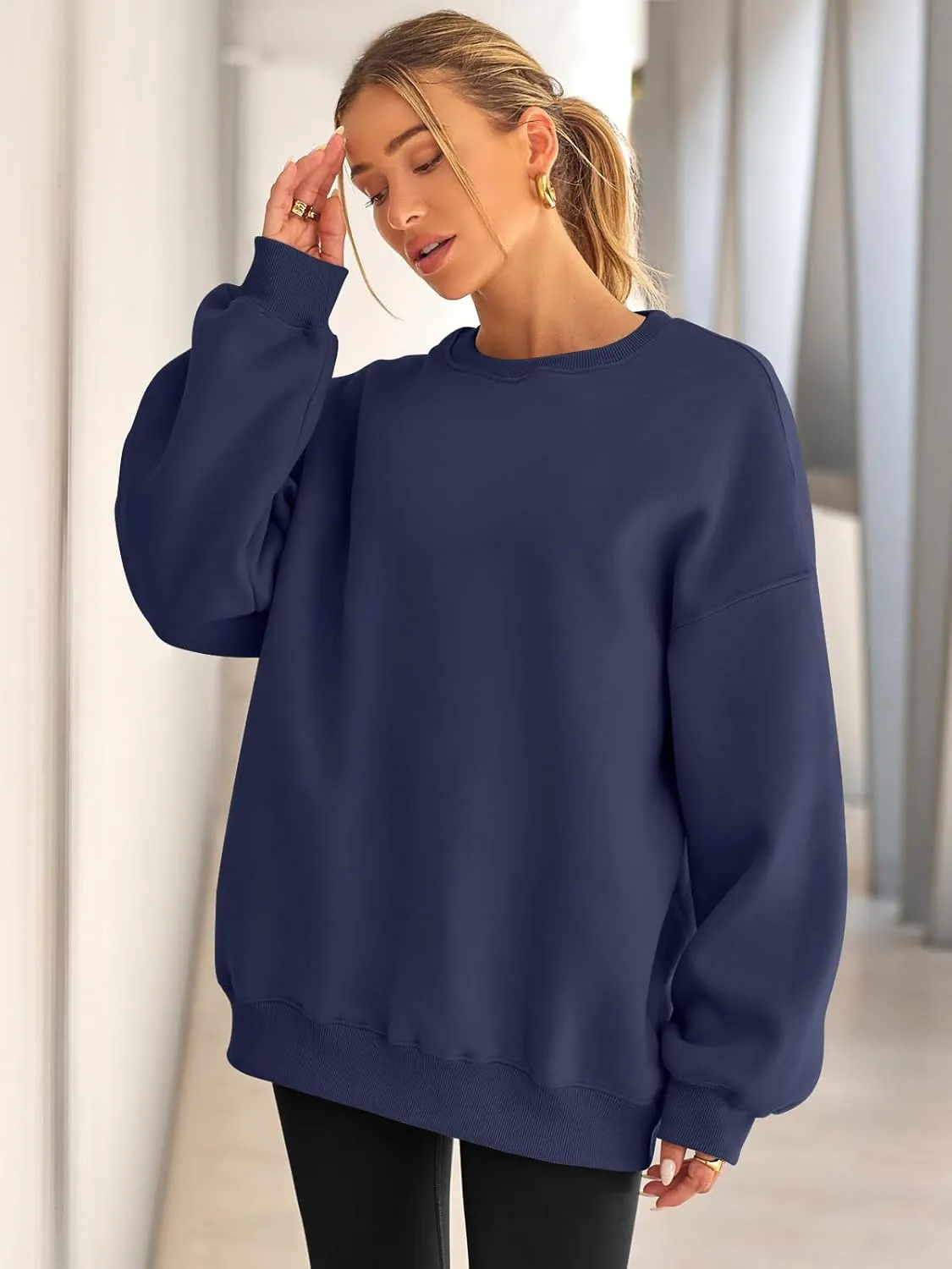 EFAN Womens Oversized Sweatshirts Hoodies Fleece Crewneck Sweaters Casual Tops Comfy Fall Fashion Outfits Winter Clothes 2025