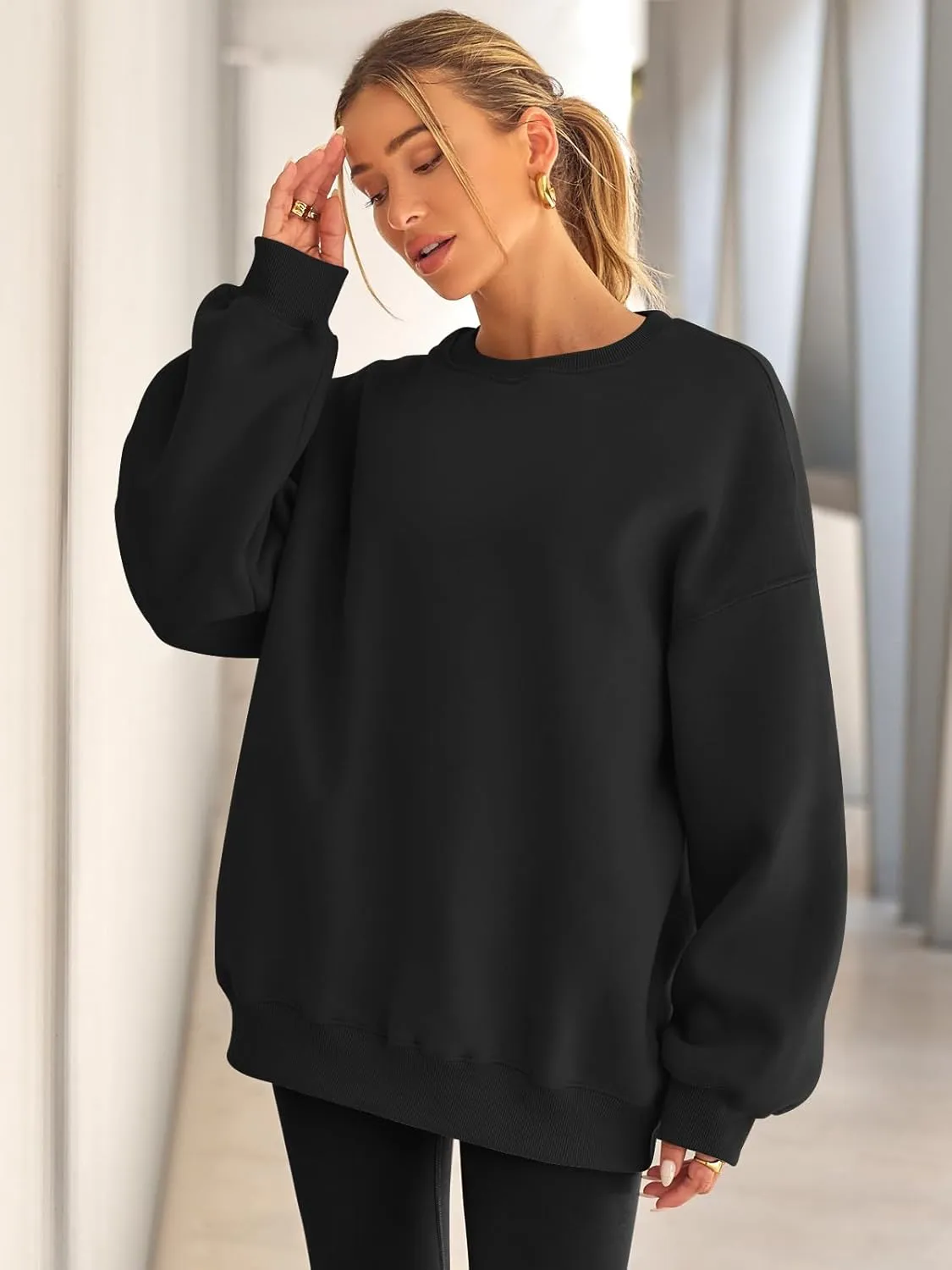 EFAN Womens Oversized Sweatshirts Hoodies Fleece Crewneck Sweaters Casual Tops Comfy Fall Fashion Outfits Winter Clothes 2025