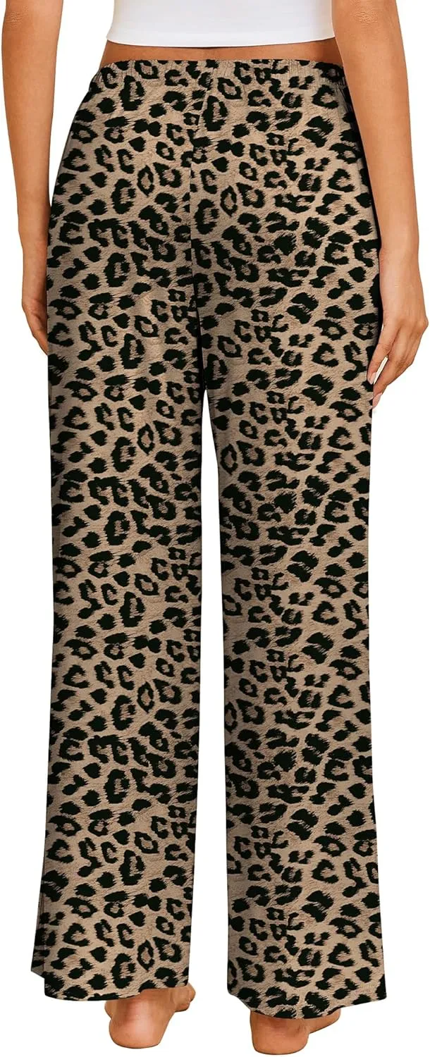 Ekouaer Pajama Pants for Women Soft Comfy Pajama Bottoms Casual Stretch Wide Leg Pants with Pockets