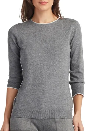 ELLEN TRACY Women's Crew Neck Sweater, Blair Long Sleeve Pullover Crewneck Top