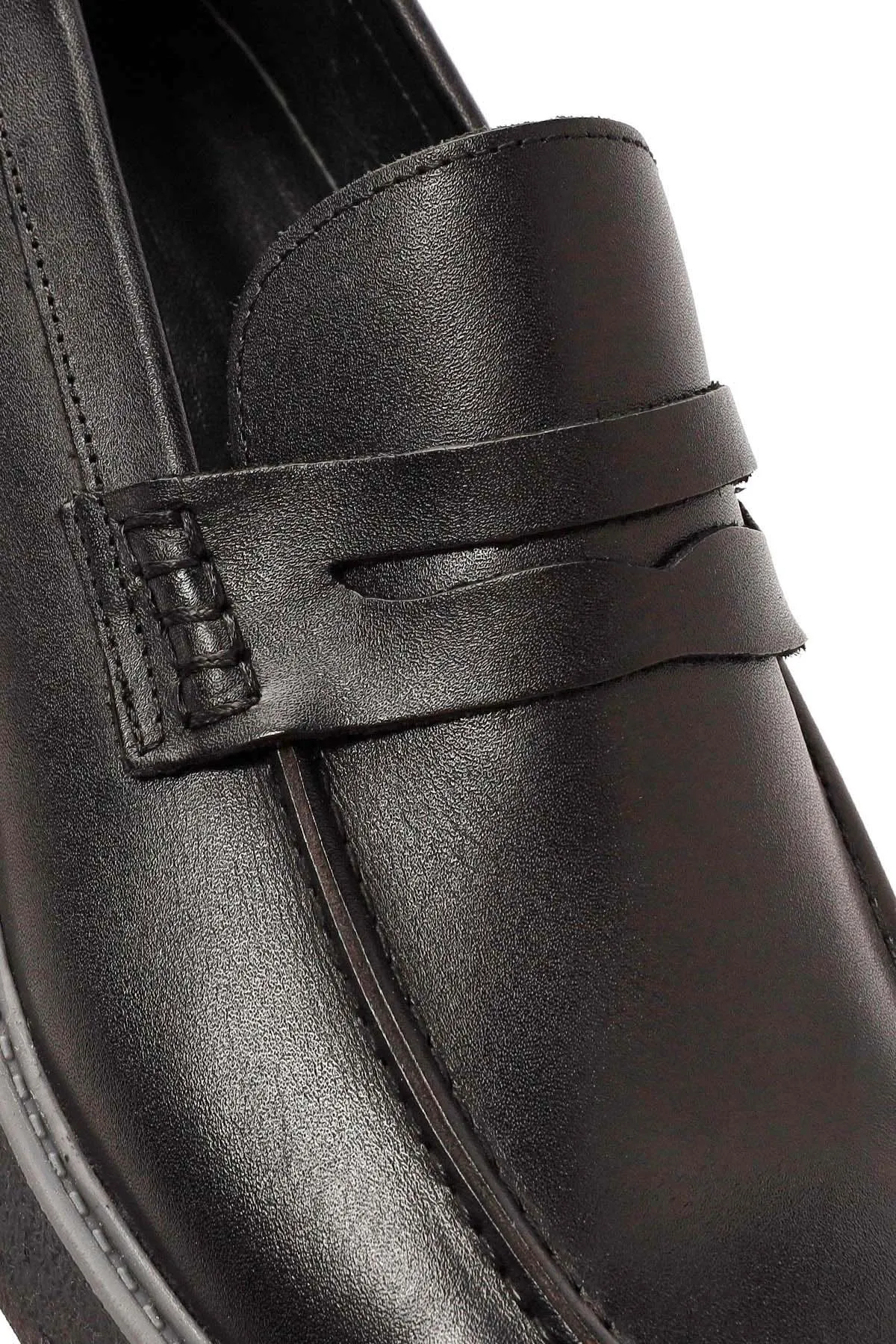 Erkek Siyah Deri Casual Loafer