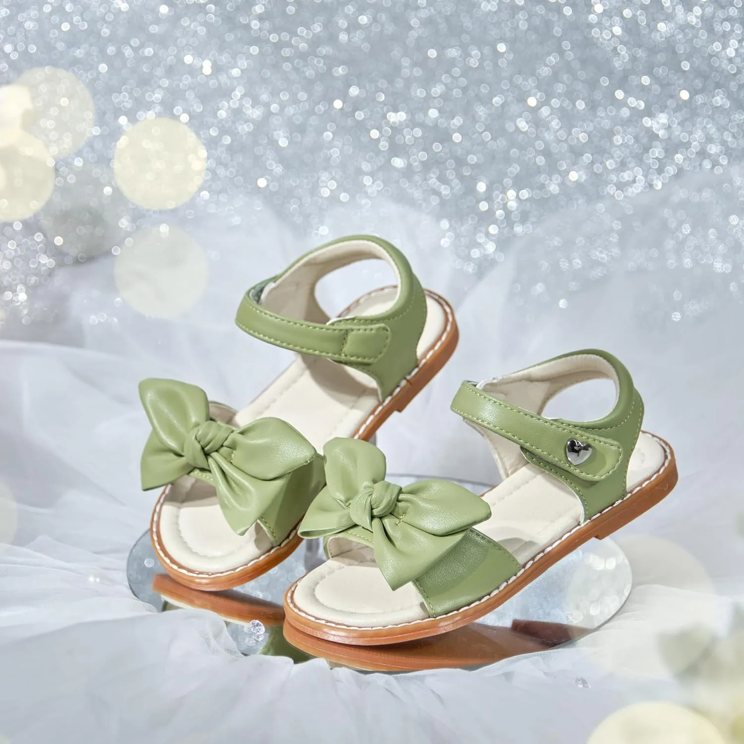 ESTINE Toddler/Little Kid Girls Bow Open Toe Flat Evening Dress Sandals