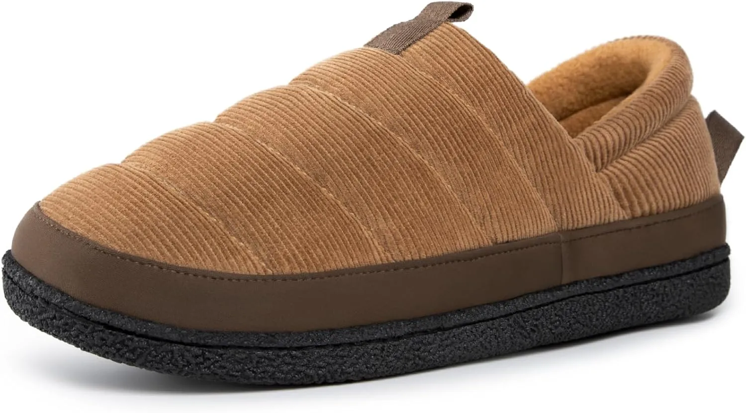 EverFoams Men's Quilted Slippers Soft Comfy Corduroy Closed-back Indoor Outdoor Memory Foam House Shoes