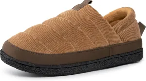EverFoams Men's Quilted Slippers Soft Comfy Corduroy Closed-back Indoor Outdoor Memory Foam House Shoes