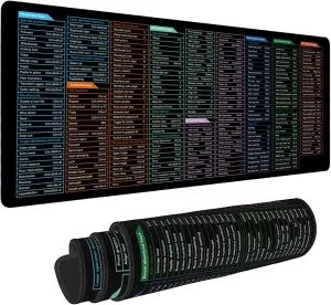 Excel/Word/PPT/Windows/CDR Cheat Sheet Desk pad, Large Gaming Office pc Mouse pad,Keyboard Shortcuts Mouse pad,Non-Slip Waterproof Desk mat,XL 31.4 x 11.8 in (TS1020)