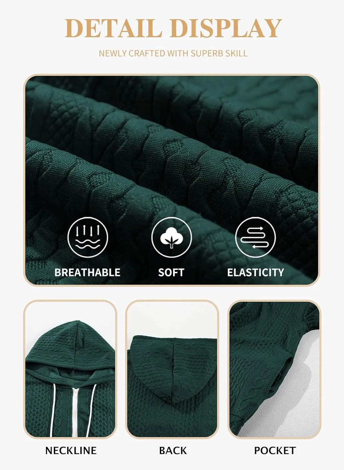 Eytino Womens Plus Size Hoodies Sweatshirt Long Sleeve Zip Up Drawstring Jacket Coat Outwear with Pocket(1X-5X)