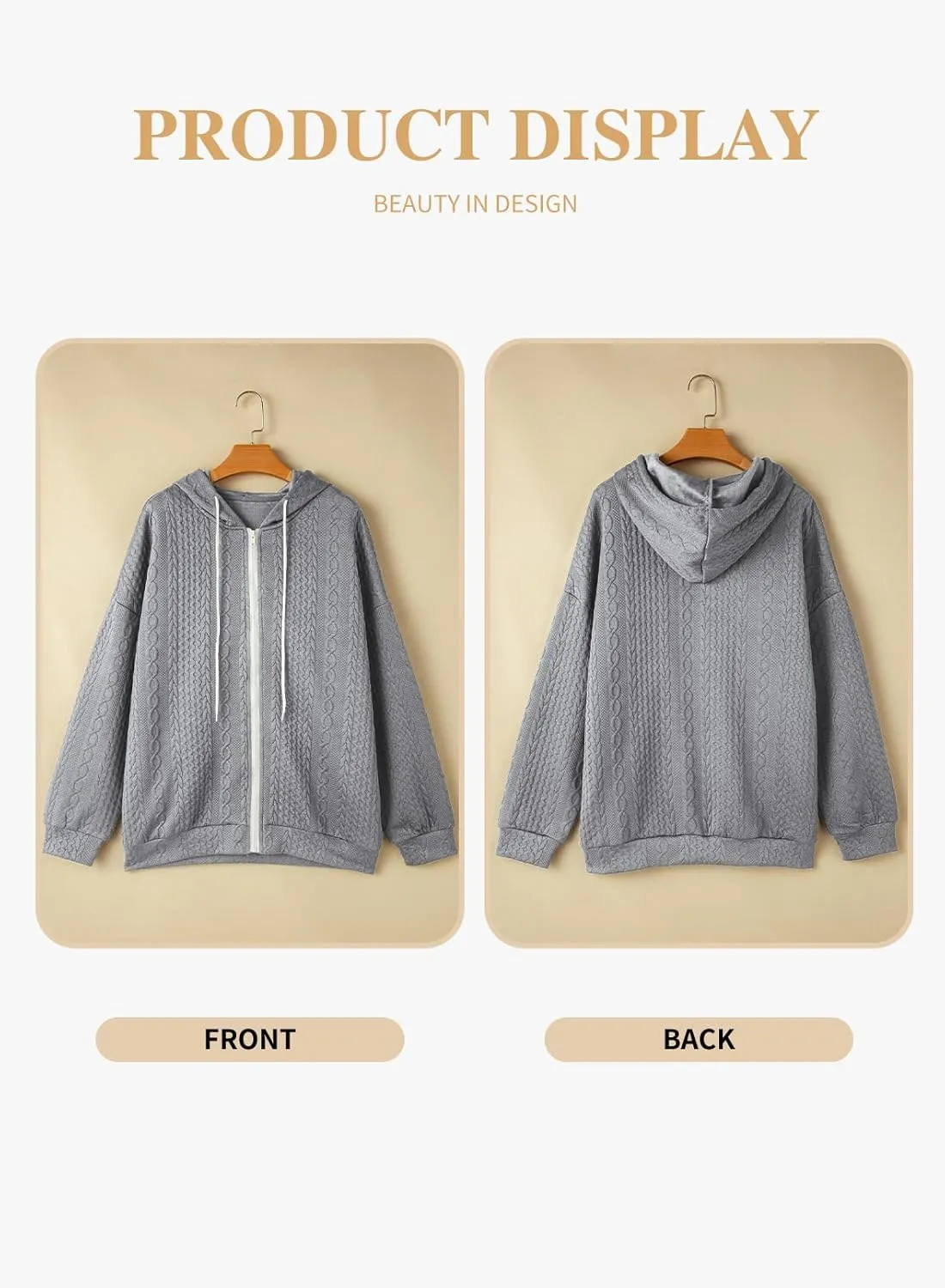 Eytino Womens Plus Size Hoodies Sweatshirt Long Sleeve Zip Up Drawstring Jacket Coat Outwear with Pocket(1X-5X)