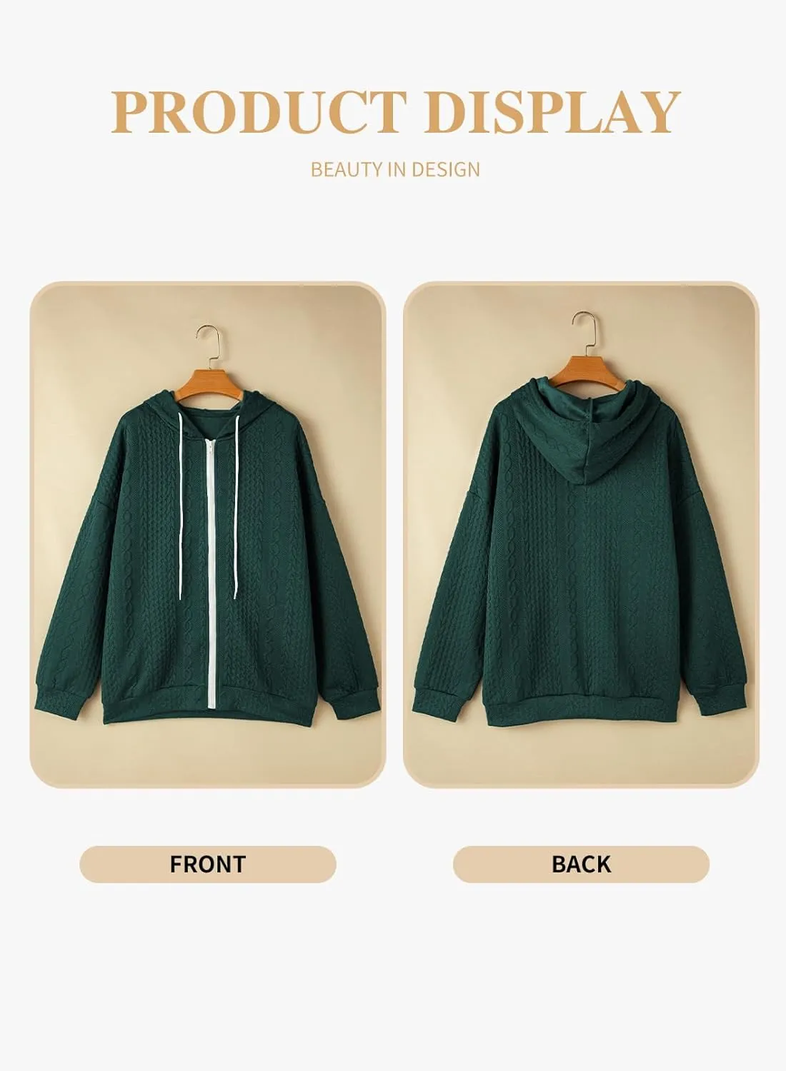 Eytino Womens Plus Size Hoodies Sweatshirt Long Sleeve Zip Up Drawstring Jacket Coat Outwear with Pocket(1X-5X)