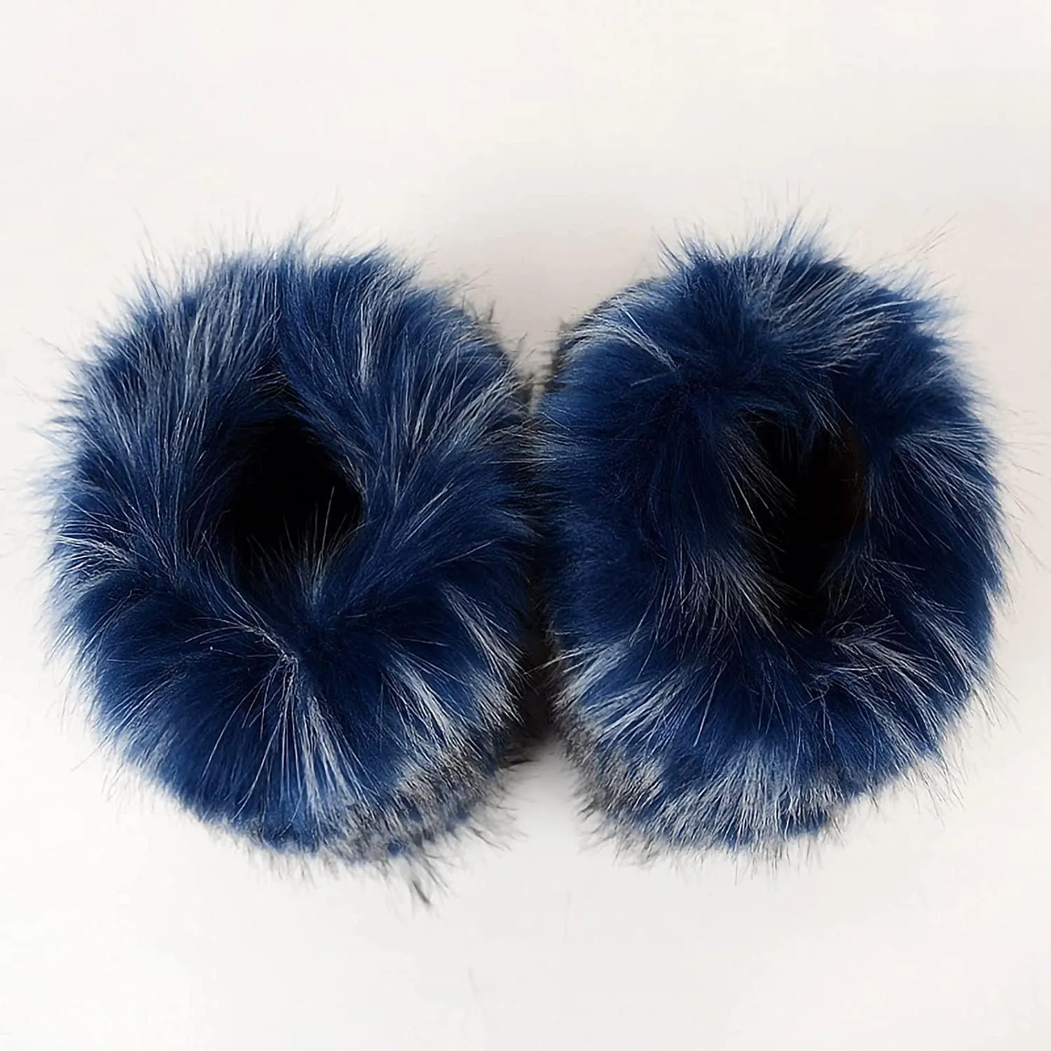 Faux Fur Boots for Women Fuzzy Fluffy Furry Round Toe Suede Winter Comfy Plush Warm Short Snow Bootie Flat Shoes Mid-Calf Boots Outdoor Indoor