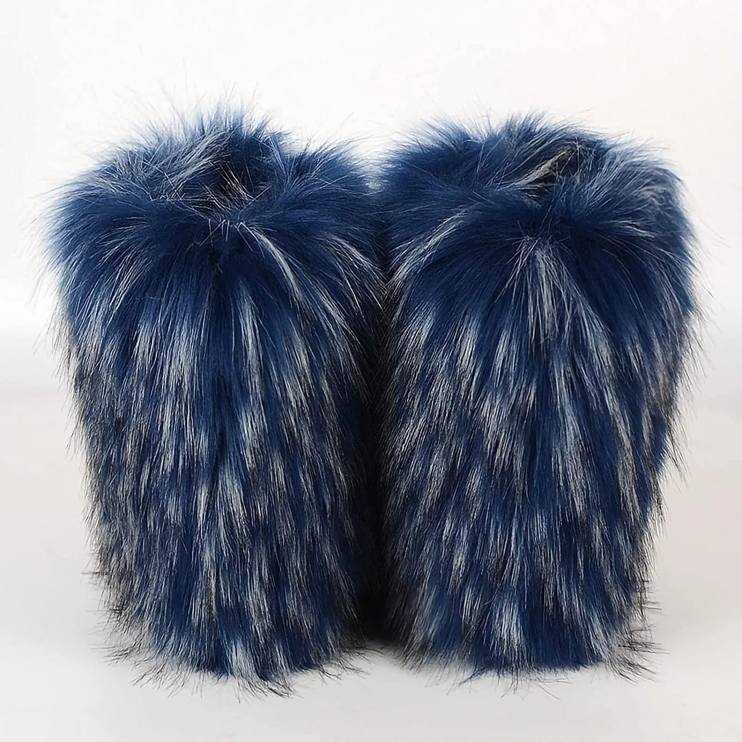 Faux Fur Boots for Women Fuzzy Fluffy Furry Round Toe Suede Winter Comfy Plush Warm Short Snow Bootie Flat Shoes Mid-Calf Boots Outdoor Indoor