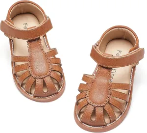 Felix & Flora Toddler Girls Sandals Flower Girl Shoes Soft Rubber Princess Summer Flat Shoes