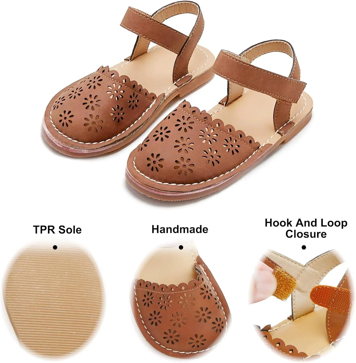 Felix & Flora Toddler Girls Sandals Soft Rubber Princess Flat Shoes Summer Flower Girl Shoes