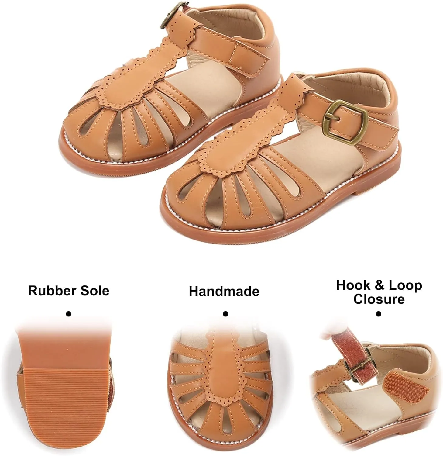 Felix & Flora Toddler Girls Sandals Soft Rubber Princess Flat Shoes Summer Flower Girl Shoes